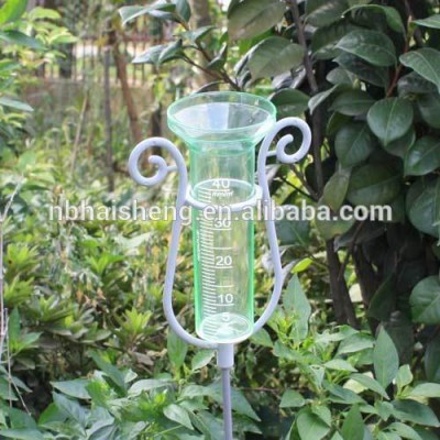 Transport Blue color PS cup+PVC coated plastic garden rain gauge